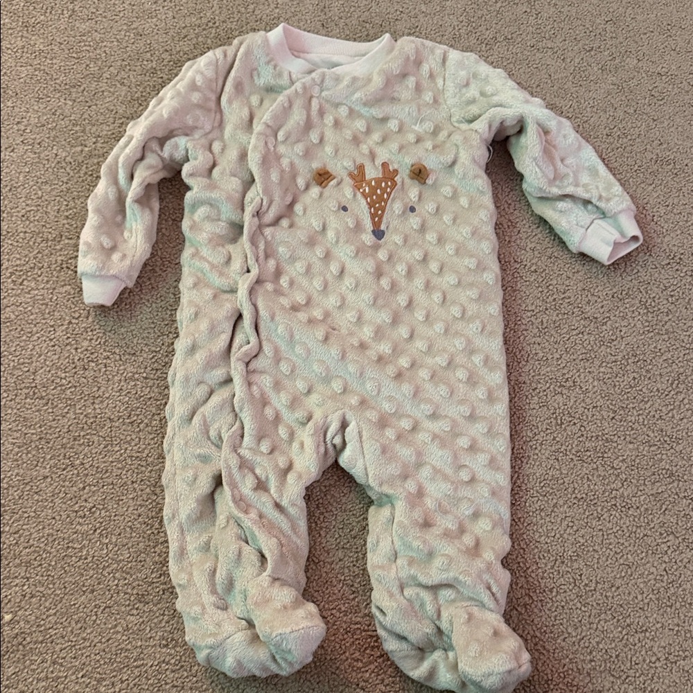 Cozy Cream Deer Print Kids Footie